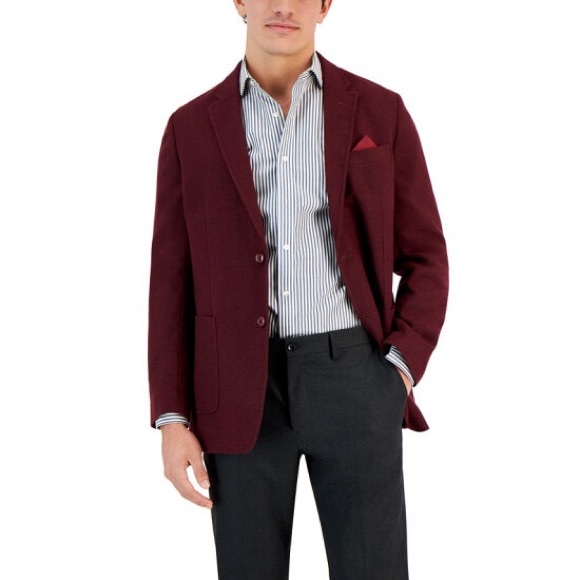 Vince Camuto Other - NWT Vince Camuto Men’s Hill Slim Fit Wine Red Two-Button Twill Blazer - 42 Short